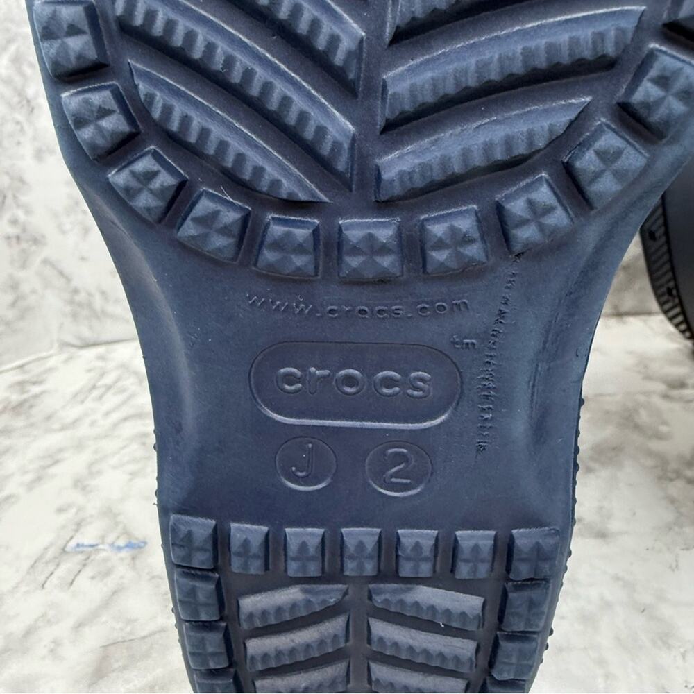 CROCS Classic Unisex Rain Outdoor Rubber Ankle Boots Navy Blue Kids Sz J2 - Picture 12 of 14